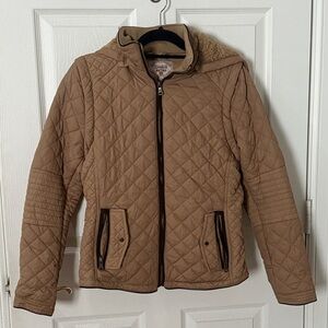 London retro large Beige Jacket removable hood and sleeves converts vest large